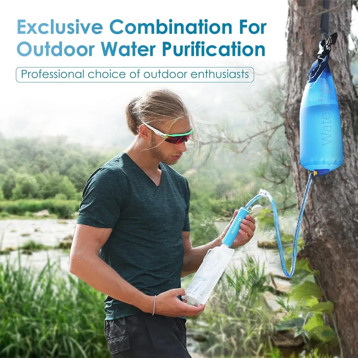 Waterdrop Personal Water Filter Straw with Gravity Bag — view 2