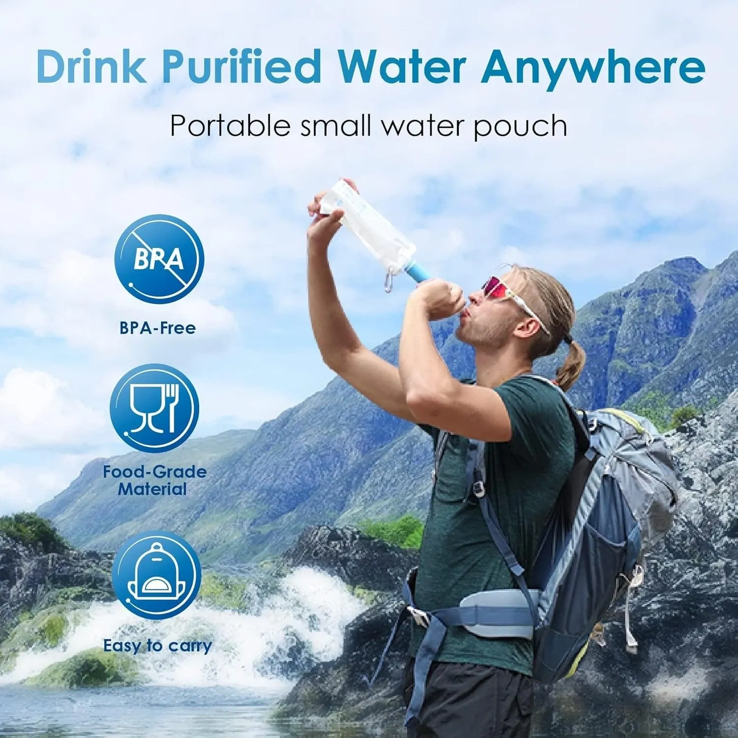 Waterdrop Personal Water Filter Straw with Gravity Bag — view 6