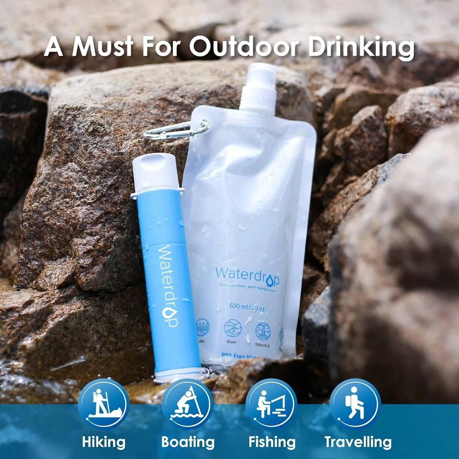 Waterdrop Personal Water Filter Straw with Gravity Bag — view 8