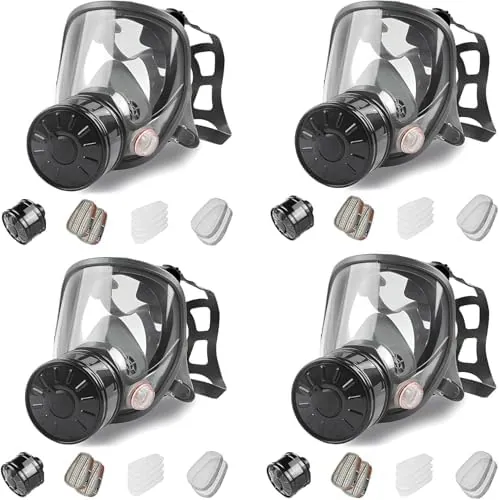sykua 4 Pack Full Face Gas Mask — Nuclear & Chemical, 40mm Activated Carbon