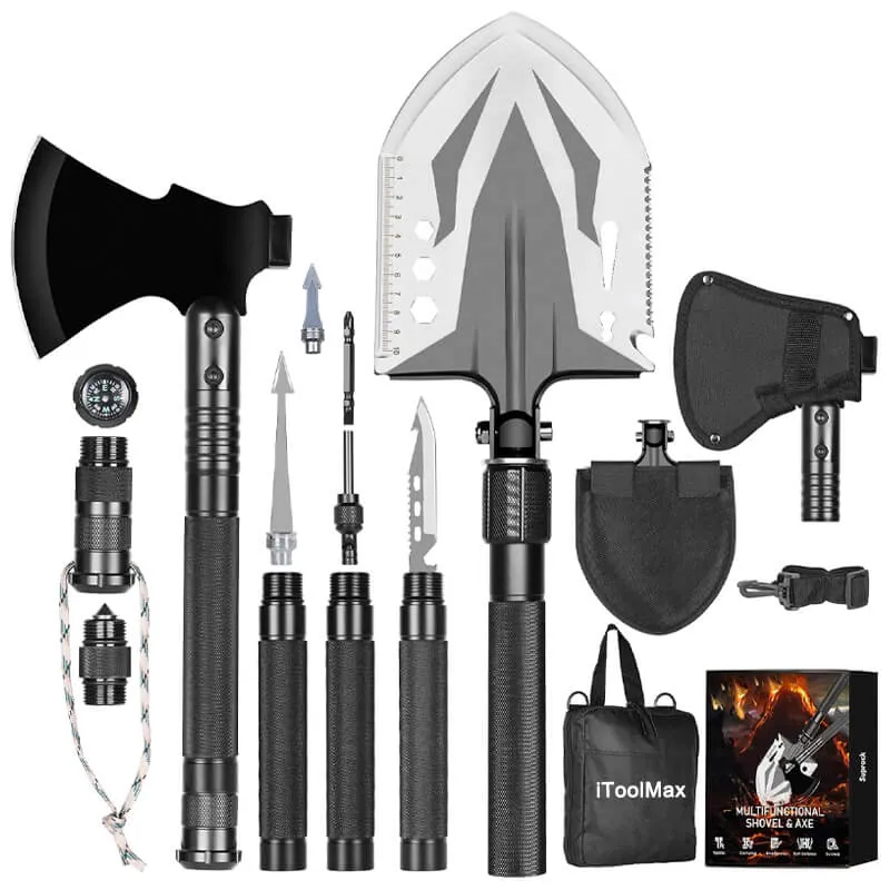 iToolMax 25-in-1 Survival Multi-Tool Shovel Kit