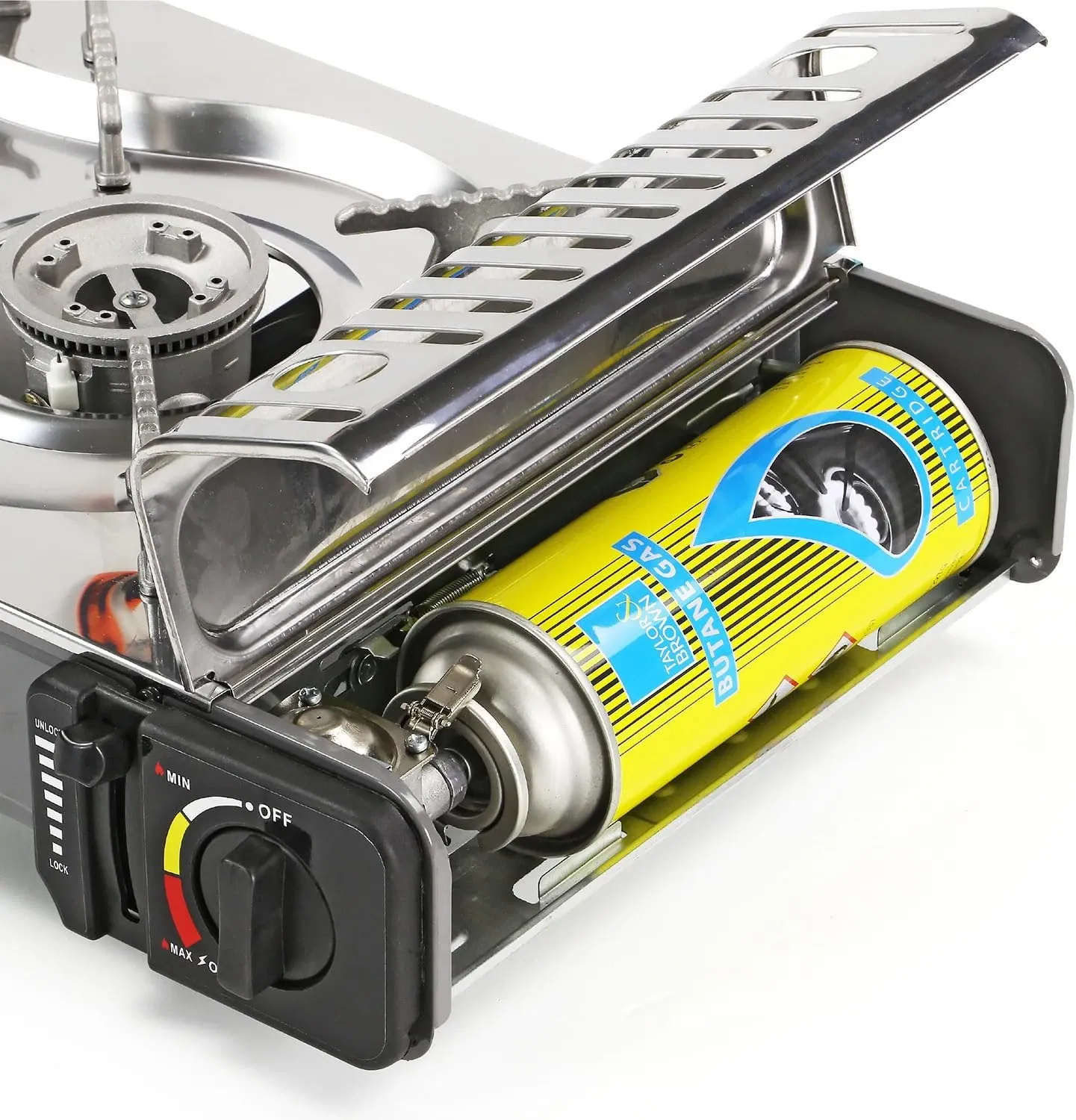 Taylor & Brown Portable Dual Burner Camping Stove + 4 Butane Canisters — view 5
