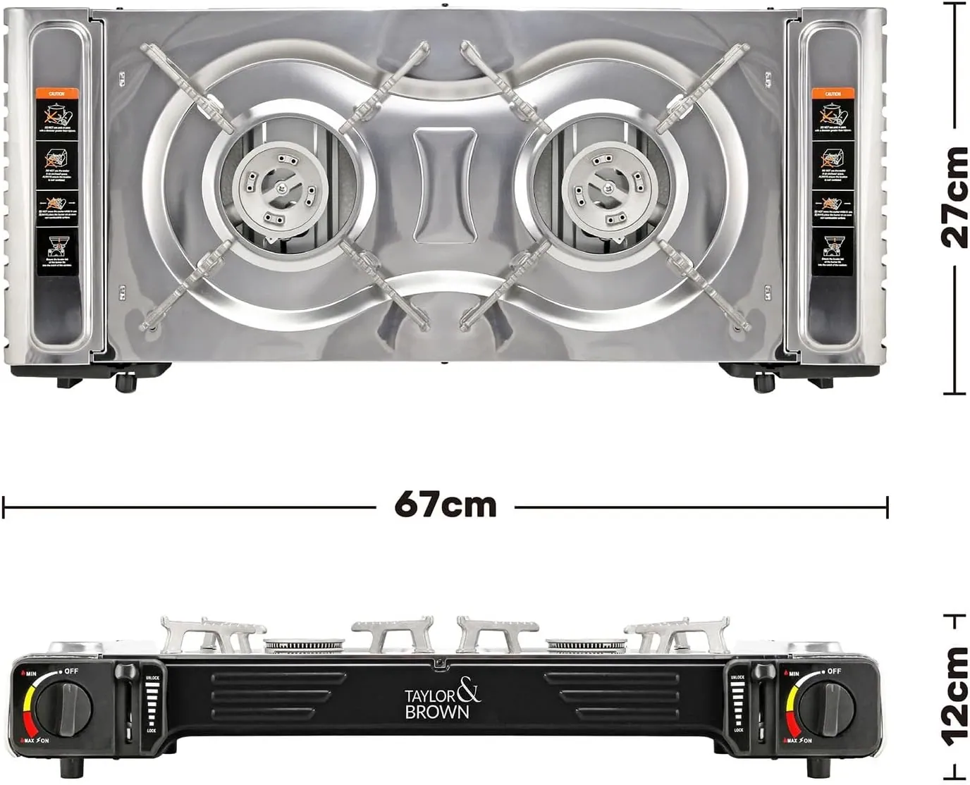 Taylor & Brown Portable Dual Burner Camping Stove + 4 Butane Canisters — view 6
